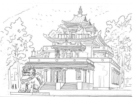 Хурул в Элисте эскиз