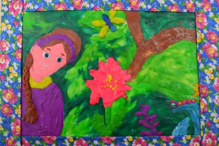 Пластилиновая живопись Аленький цветочек