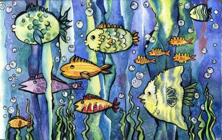 Рисование морские обитатели