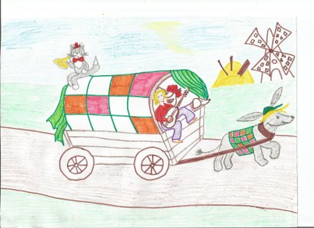 Нарисовать иллюстрацию к сказке Бременские музыканты