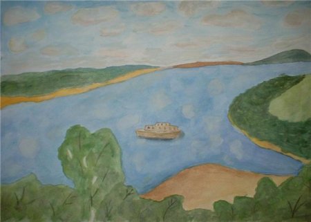 Детский рисунок Волга