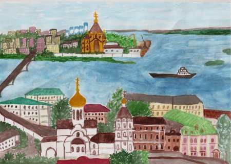 Детский рисунок Волга