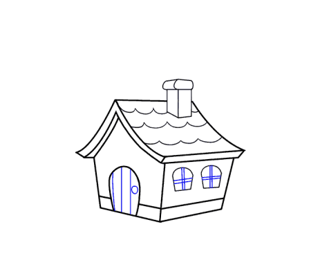 Рисование домик с трубой