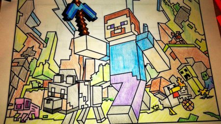 Майнкрафт арт карандашом