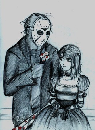 Герои фильмов ужасов карандашом