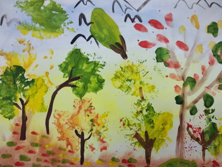 Осенний листопад методом примакивания