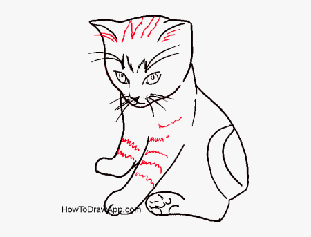 Котенок сидит рисунок