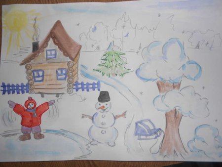Рисунок на тему зима пришла для детей
