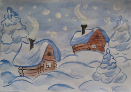 Рисование зимний пейзаж