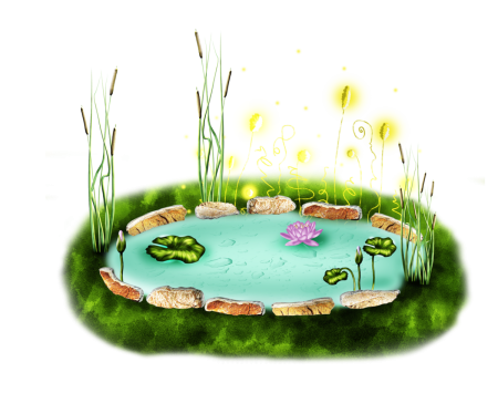 Сказочное болото с лягушками