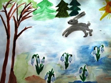 Детские рисунки на тему ранняя Весна