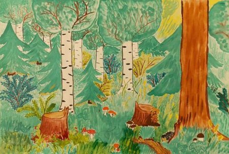 Рисование лес для дошкольников