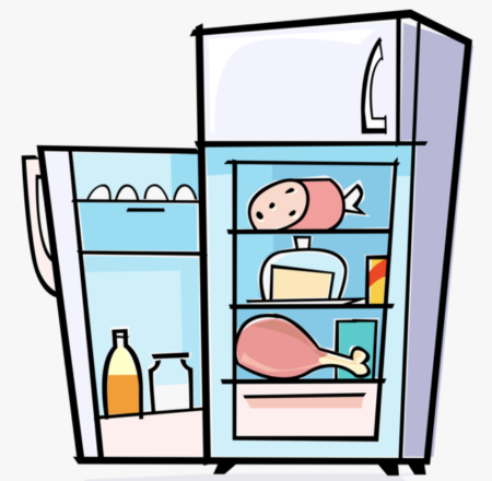 Холодильник с продуктами для детей