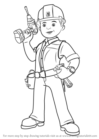 Строитель раскраска для детей