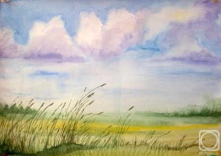 Летний пейзаж акварелью для начинающих