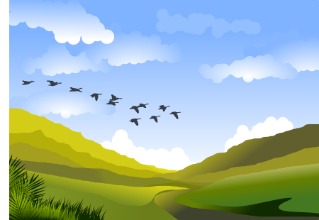Горы птицы вектор