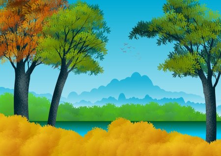 Pixabay пейзаж природы мультяшный