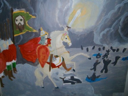 Александр Невский и Ледовое побоище нарисовать