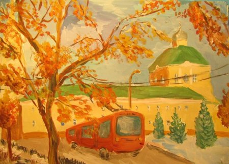 Рисование на тему осенний город