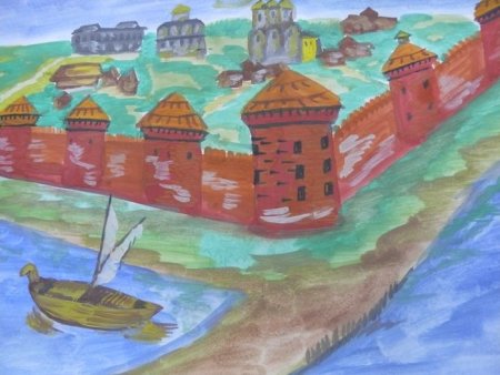 Древнерусский город-крепость изо 4 Новгород