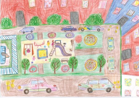 Детский рисунок двора