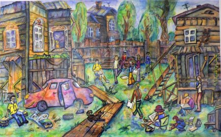 Детский двор иллюстрация