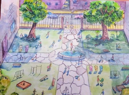 Нарисовать двор