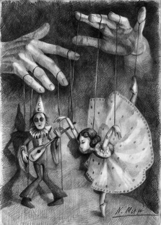 Марионетка карандашом