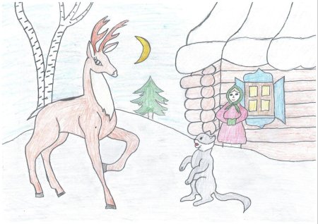 Рисунок к сказке Бажова серебряное копытце