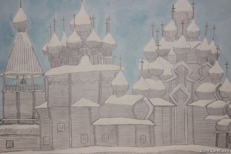 Преображенская Церковь погоста Кижи карельская зарисовка
