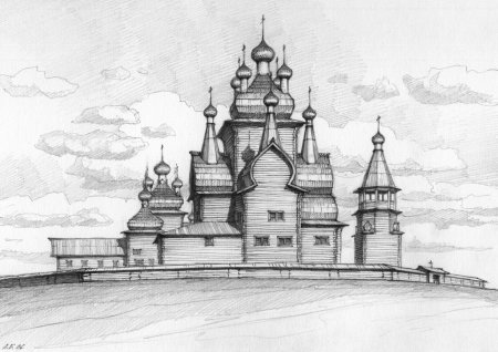 Храмовый комплекс Кижи гравюра