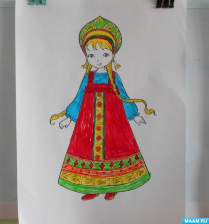 Рисование русского народного костюма