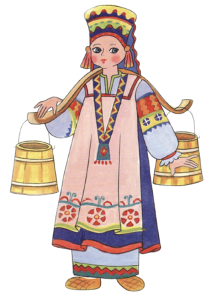 Рисунок русской девушки в национальном костюме