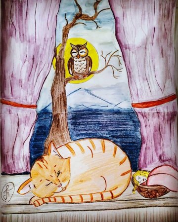 Кот Баюн рисунок