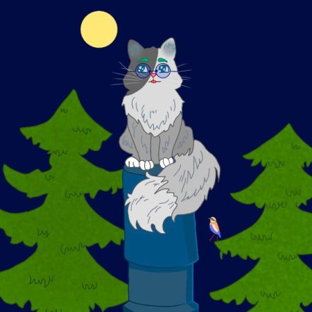 Детский рисунок кота Баюна