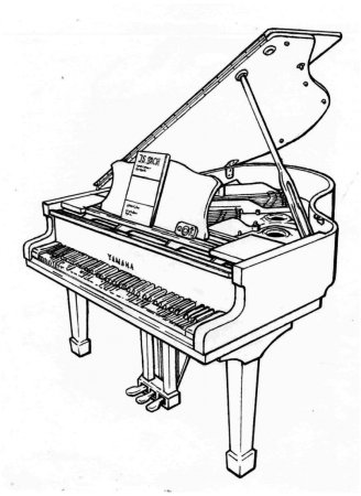 Пианино раскраска для детей