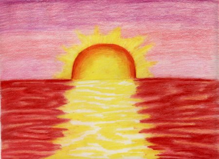 Закат красками для детей