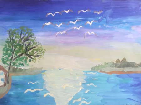 Рассвет рисунок детский