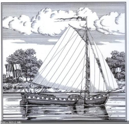 Ботик Петра гравюра