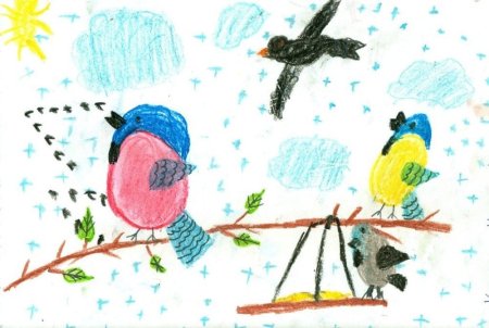 Кормление птиц рисунок