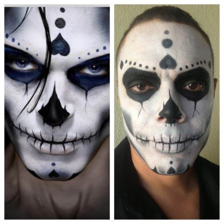 Рисунок черепа на лице на Хэллоуин