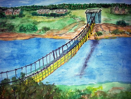 Мост через речку нарисованный