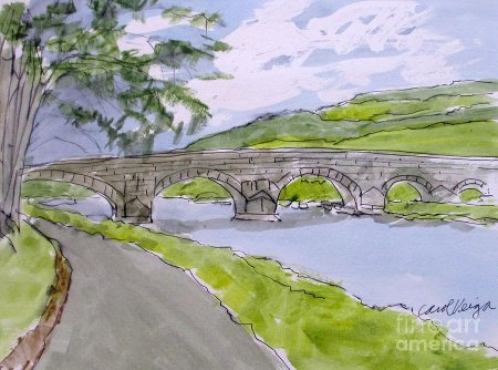 Мост через реку карандашом