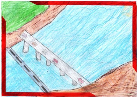 Мост через речку рисунок