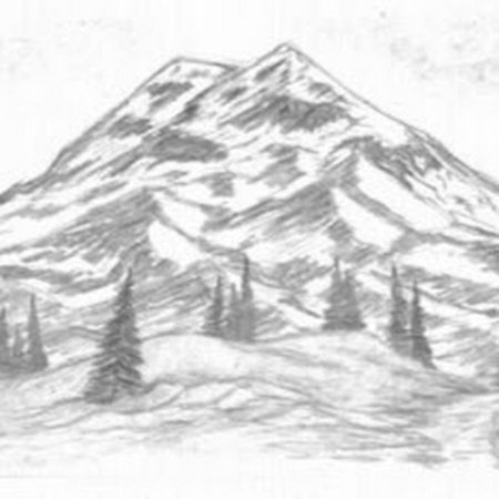 Горы карандашом для детей