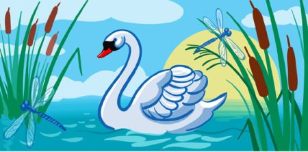 Лебеди на озере рисунок