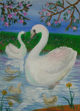 Лебедь рисунок
