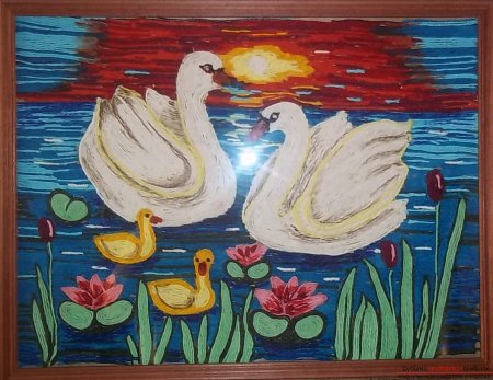 Пластилинография лебедь