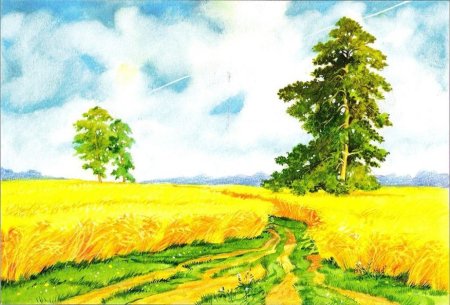 Рисование хлебное поле