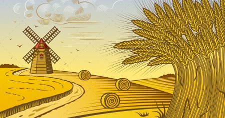 Мельница на пшеничном поле Графика